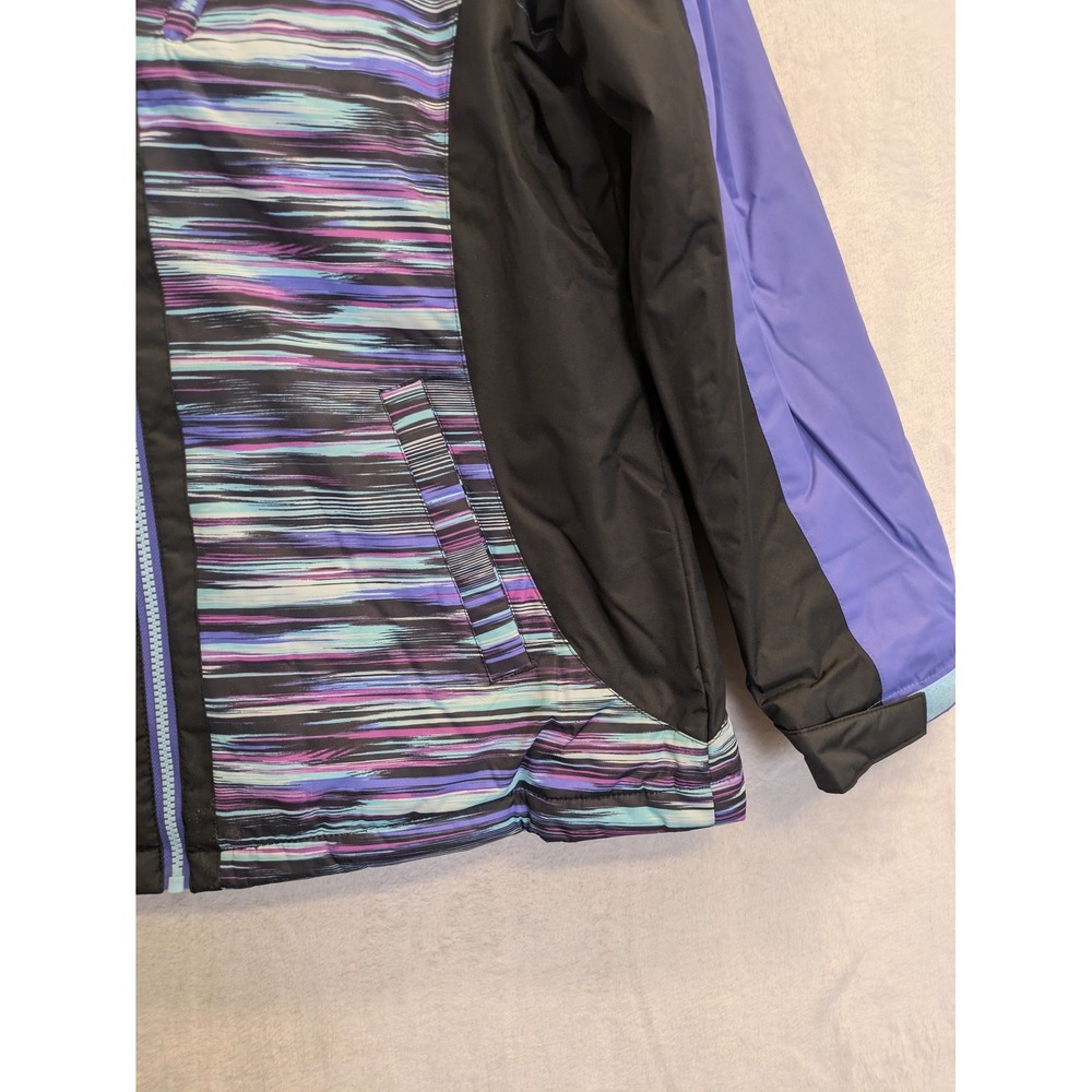 Stoic Girls Ski Jacket Floral Print Purple Black Blue Size‎ XL 16 Hooded Lined - Picture 4 of 8
